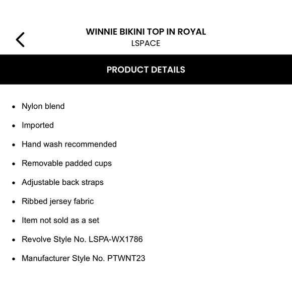 L*Space Winnie Royal Blue Tank Swim Bikini Top Medium Large - Picture 4 of 7